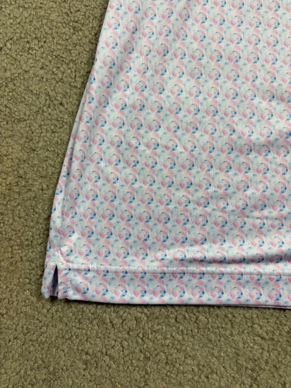 Men's Light Pink Micro-Pattern Performance Polo - Picture 5 of 7